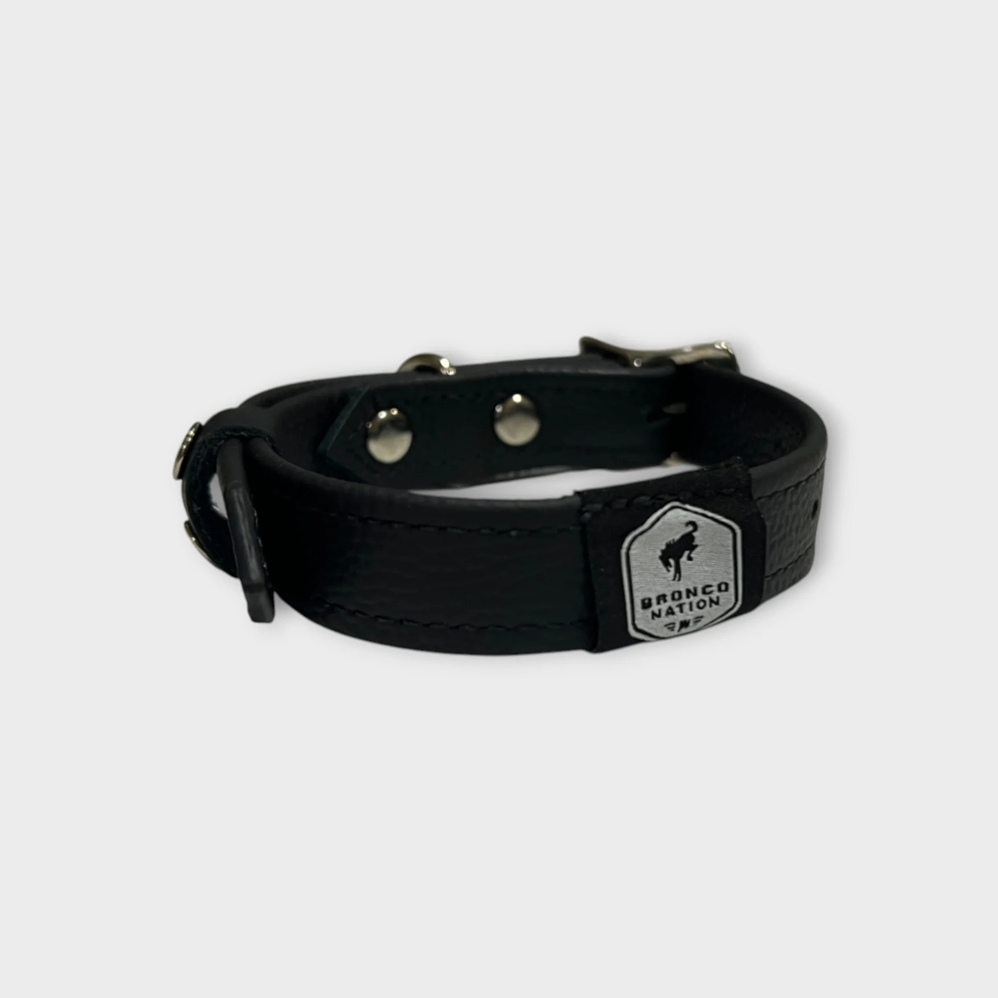 Bronco Nation - Leather Pet Collar Small