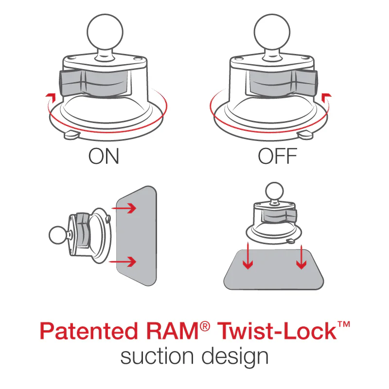 RAM® Twist-Lock™ Suction Cup Mount with Action Camera Adapter - Short - Image 5